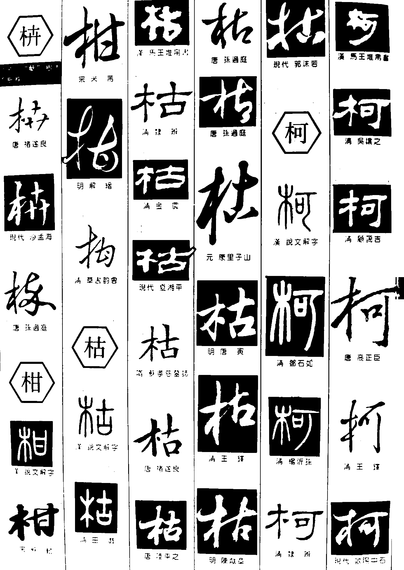 枿柑枯柯 艺术字 毛笔字 书法字 繁体 标志设计 