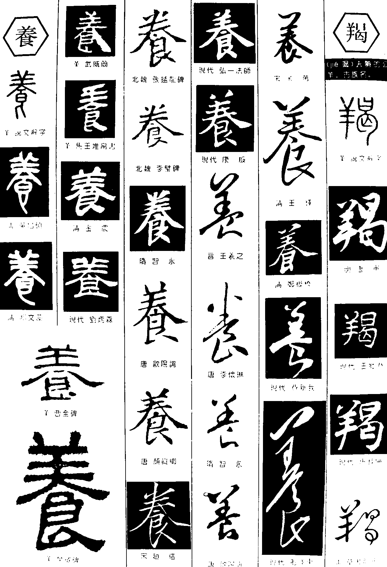 养羯 艺术字 毛笔字 书法字 繁体 标志设计 