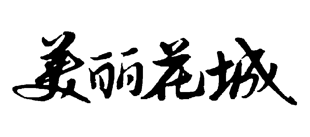 美丽花城 艺术字 毛笔字 书法字 繁体 标志设计 