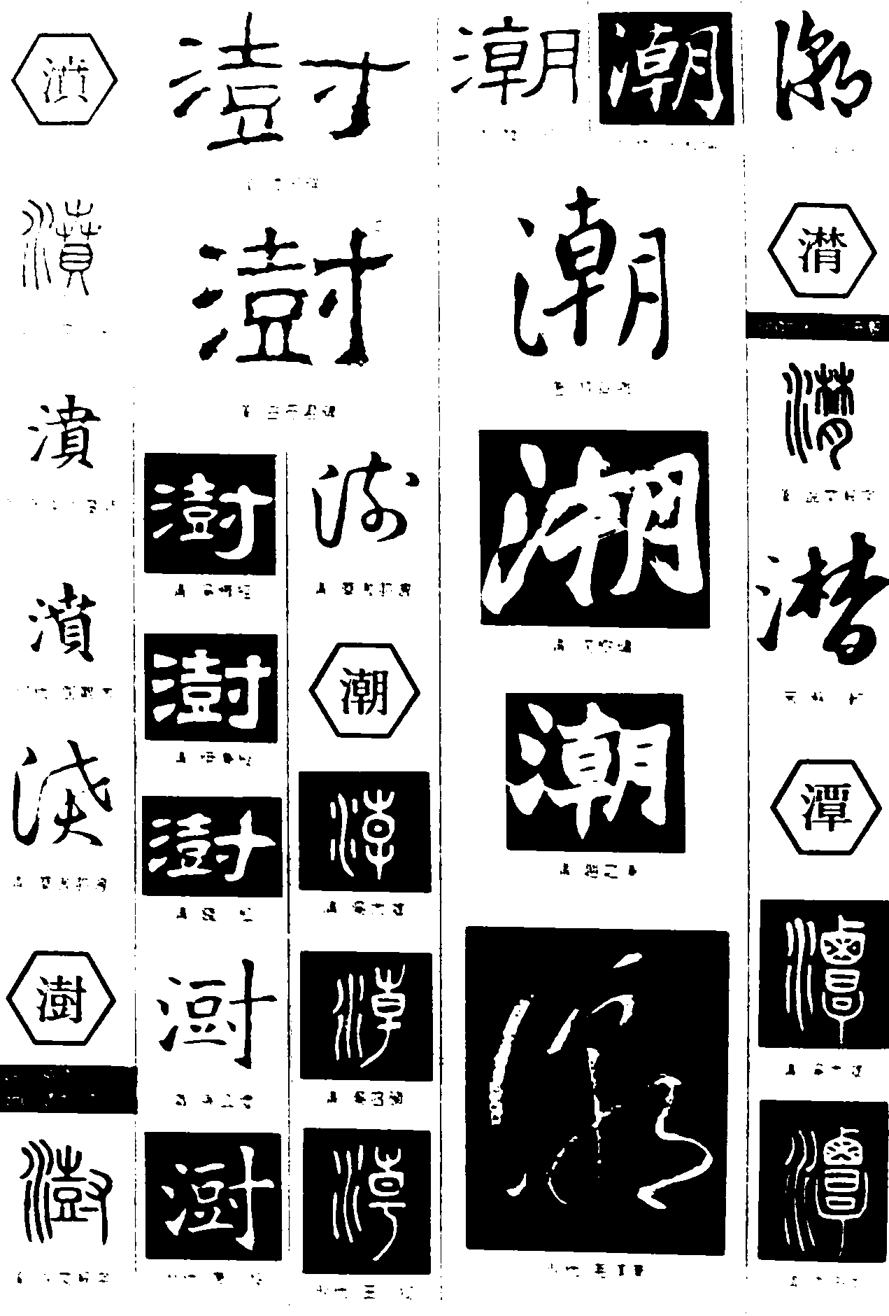 濆澍潮潸潭 艺术字 毛笔字 书法字 繁体 标志设计 