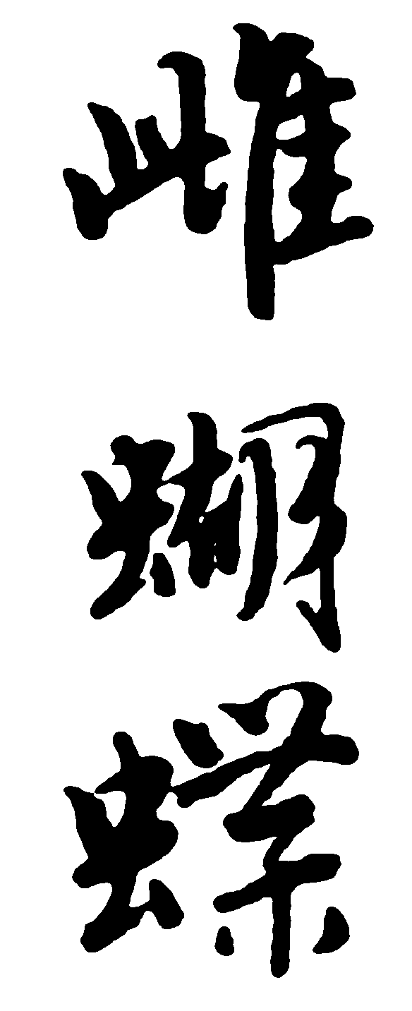 雌蝴蝶 艺术字 毛笔字 书法字 繁体 标志设计 