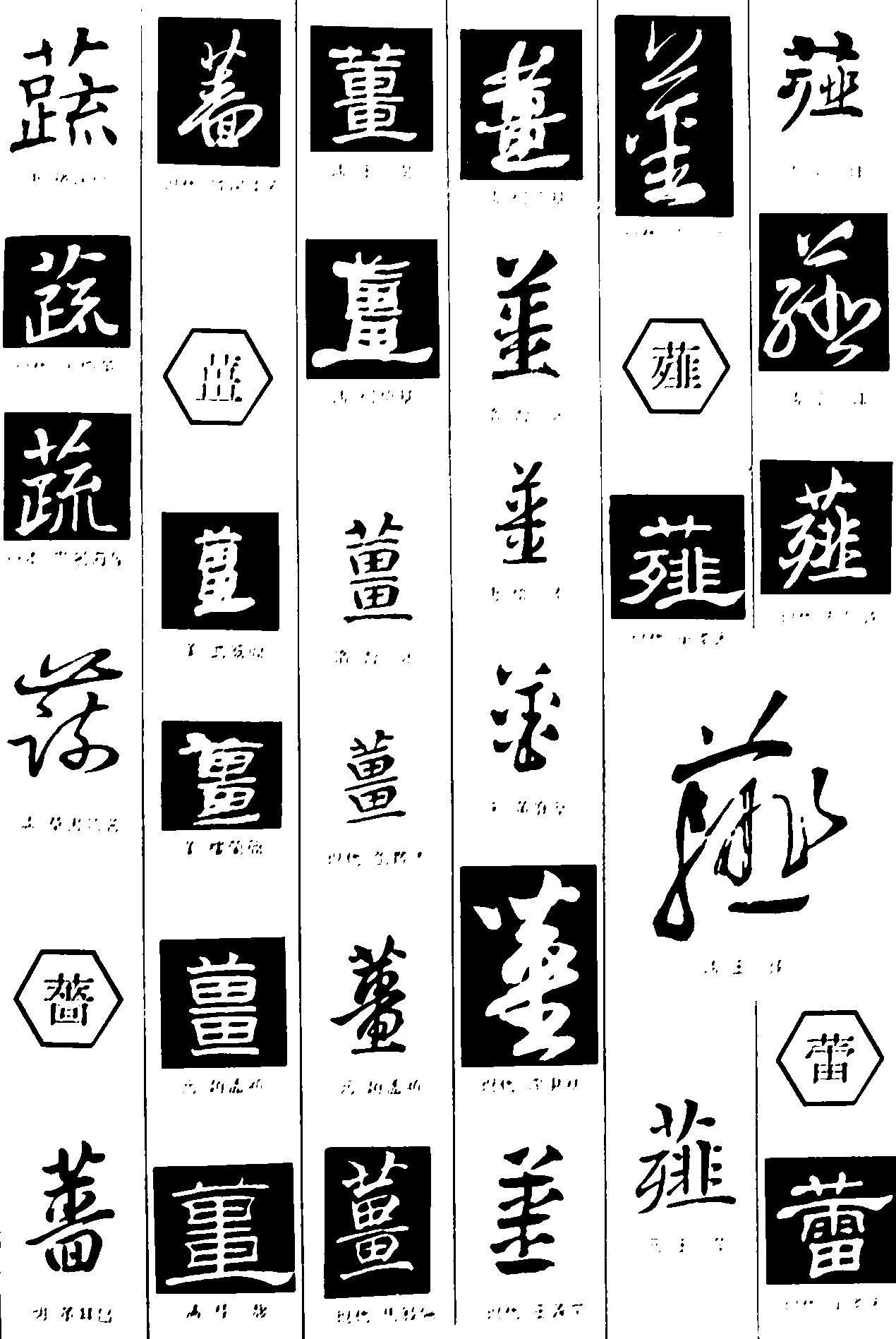 蔬薔薤蕾 艺术字 毛笔字 书法字 繁体 标志设计 