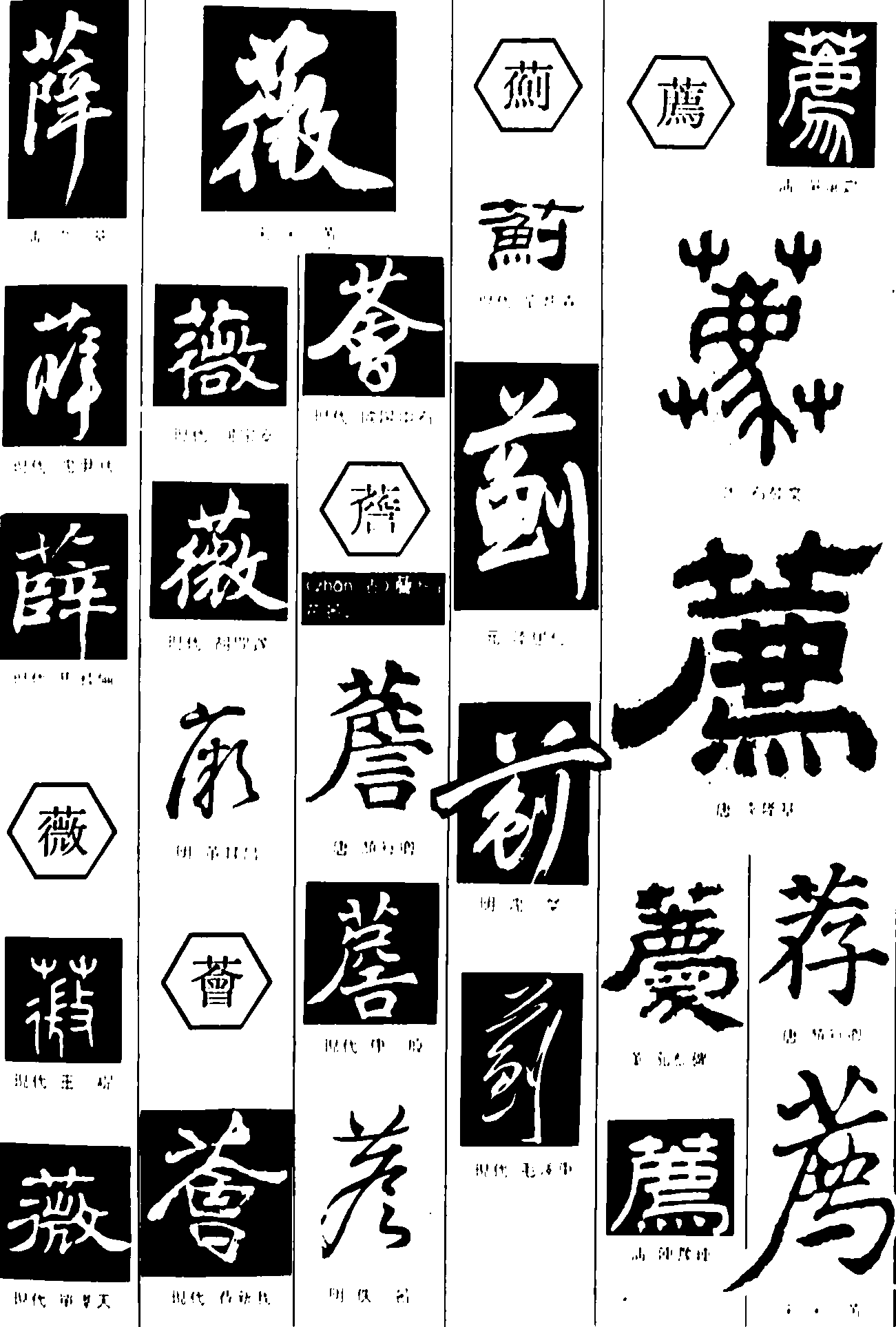 薛薇薝蓟薦 艺术字 毛笔字 书法字 繁体 标志设计 