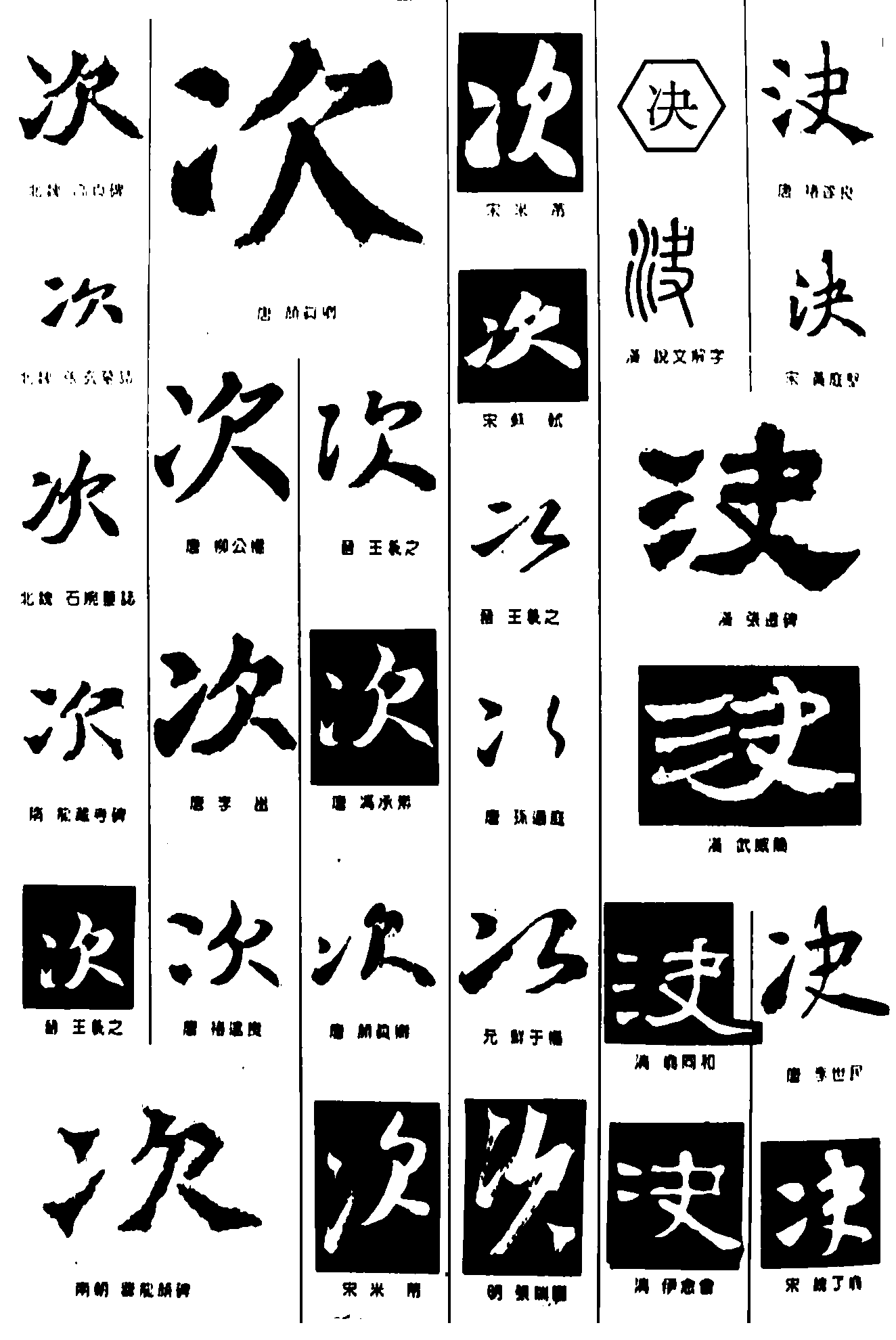 次决 艺术字 毛笔字 书法字 繁体 标志设计 