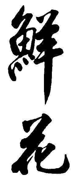 鲜花 艺术字 毛笔字 书法字 繁体 标志设计 