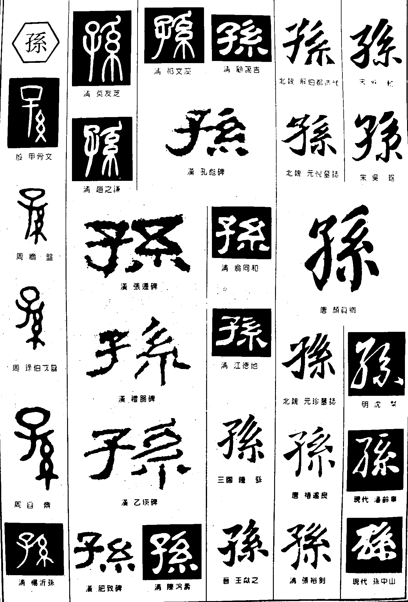 孙 艺术字 毛笔字 书法字 繁体 标志设计 